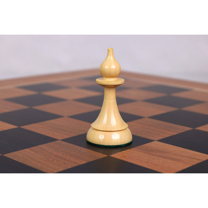 Combo of 1920's German Chess Set - Ebonised Boxwood Pieces, 22.5" Ebony & Acacia Board With Storage Box