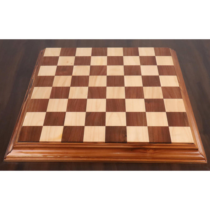 Slightly Imperfect 21" Golden Rosewood & Maple Wood Luxury Chessboard with Teak Border-57 mm Square