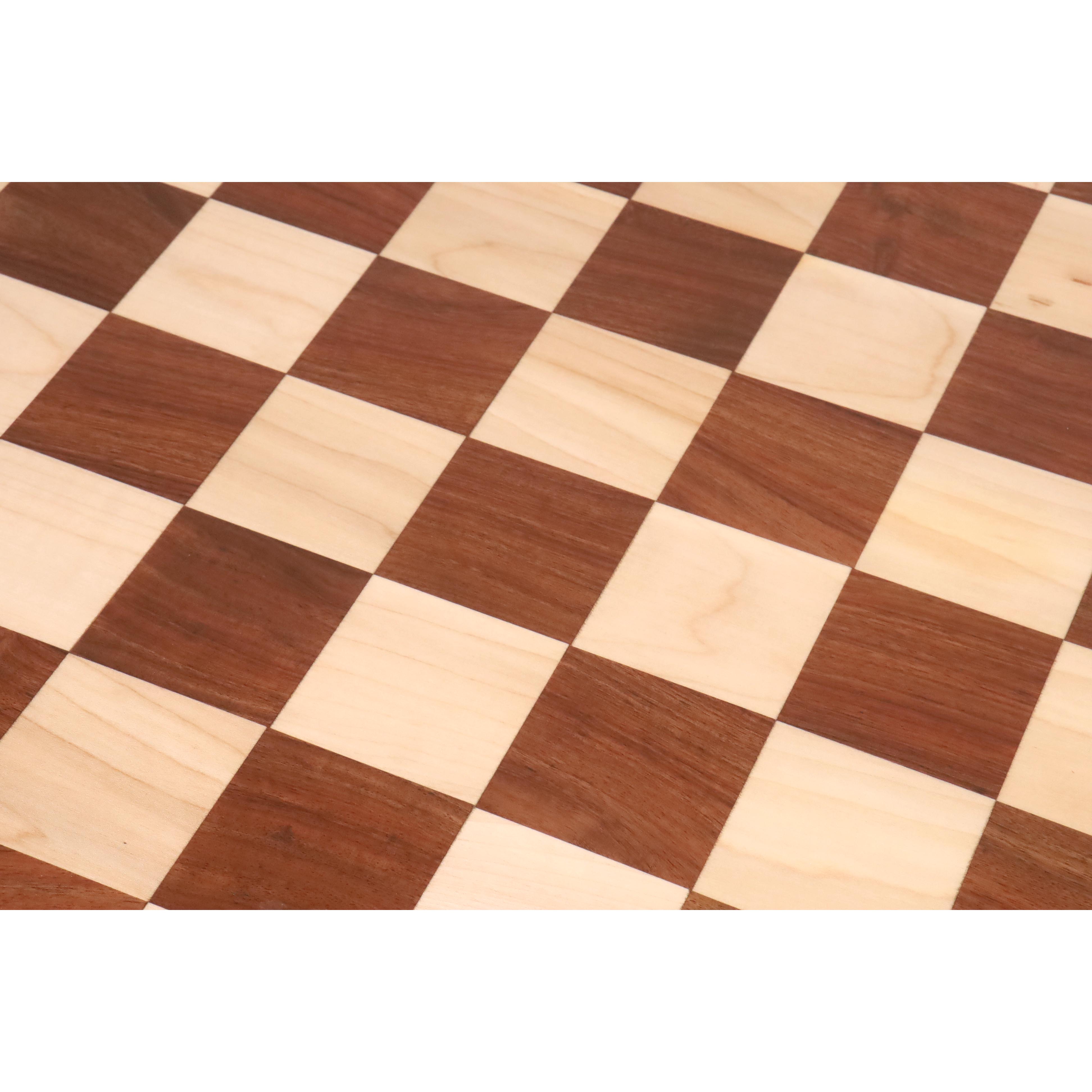 Slightly Imperfect 21" Golden Rosewood & Maple Wood Luxury Chessboard with Teak Border-57 mm Square