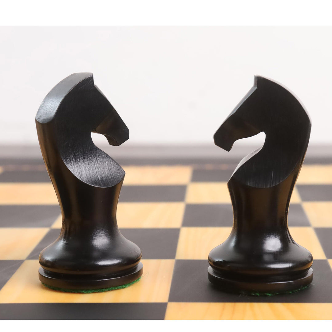 Slightly Imperfect 3.9" Zadar Series Modern Minimalist Chess Set- Chess Pieces Only- Weighted Ebonised Boxwood