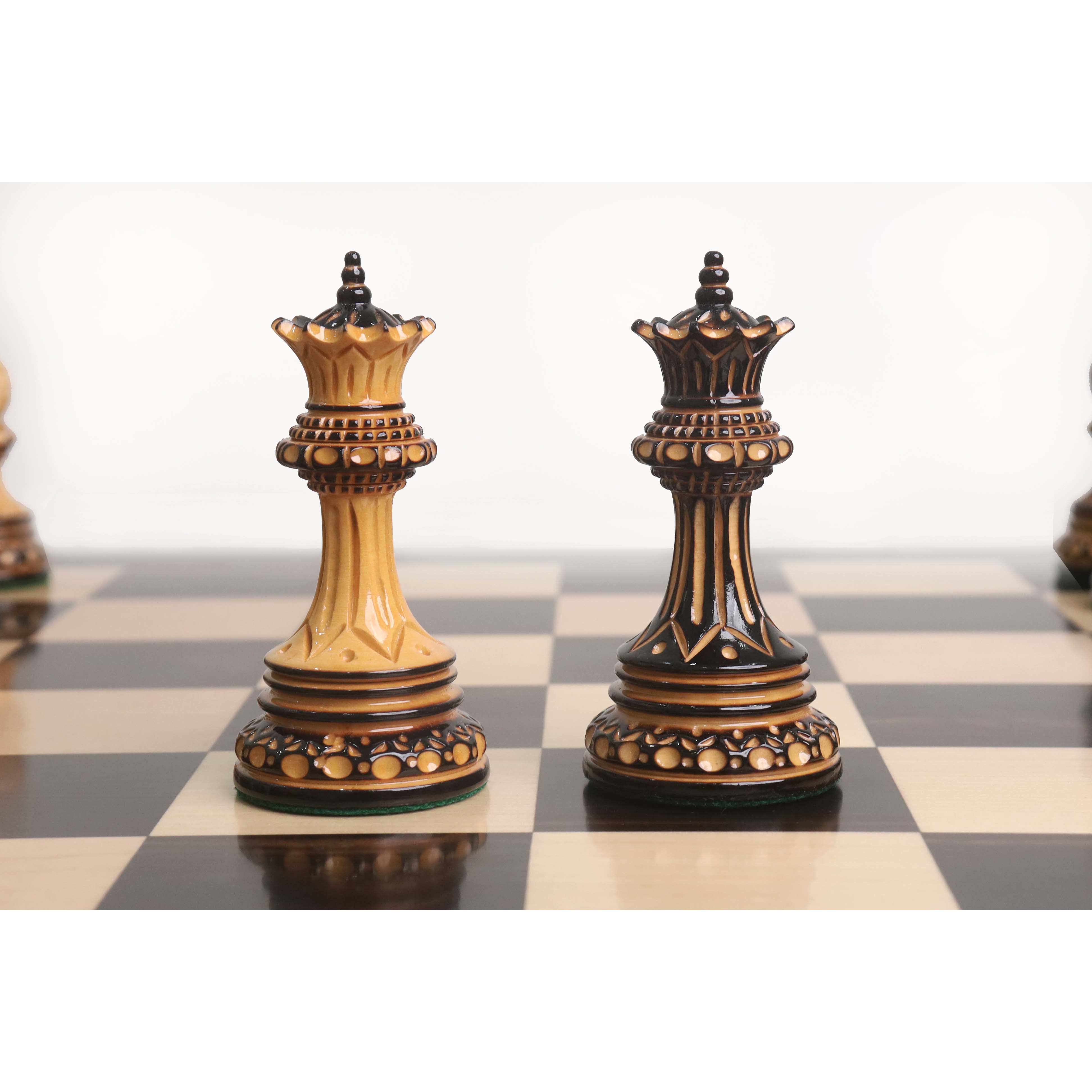 置物 Chess Alexandria Luxury Staunton Burnt Carving Chess Set- Chess Pieces Only
