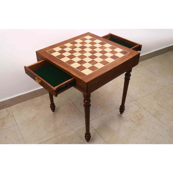 23" Tournament Chess Table with Drawers - Golden Rosewood & Maple