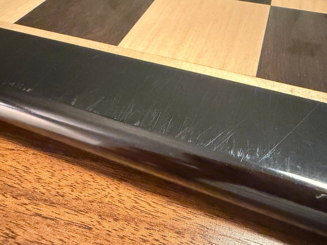 Slightly Imperfect 21" Solid Inlaid Ebony & Maple Wood Chess board - Square of 55 mm - Warehouse Clearance - Europe Shipping Only