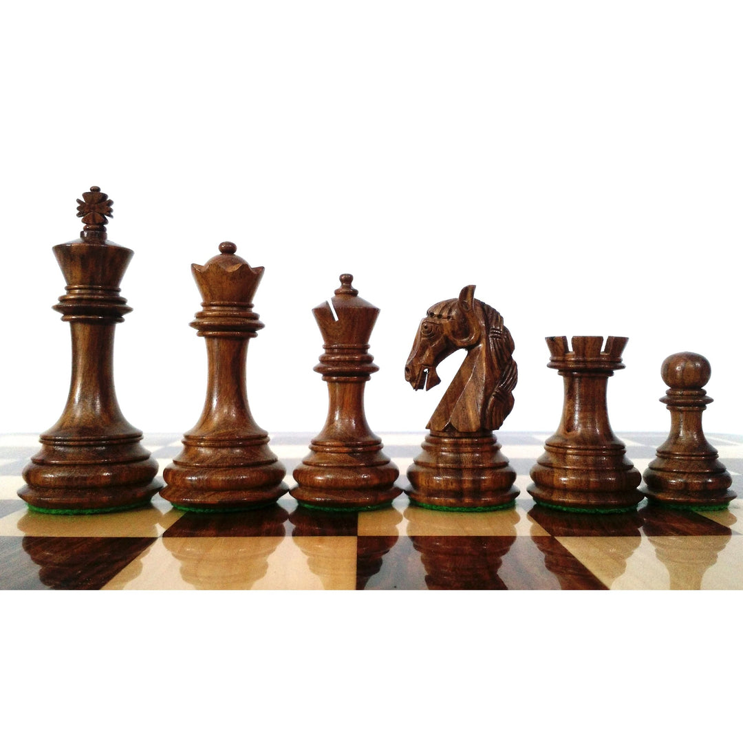 Slightly Imperfect 3.9" Unique Old Columbian Weighted Chess Set- Chess Pieces Only - Sheesham Wood- 4 Queens - Warehouse Clearance - USA Shipping Only