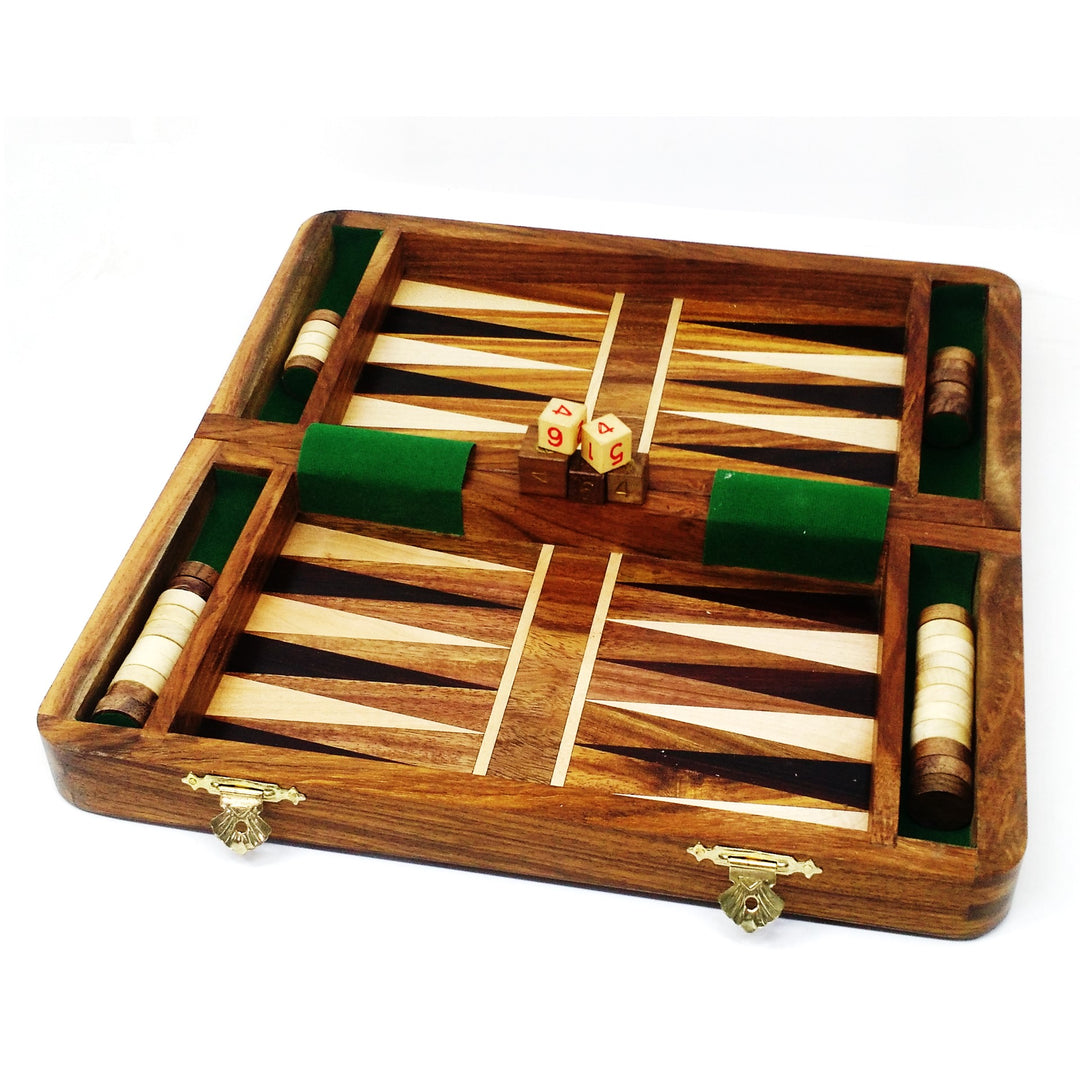 Slightly Imperfect 2 in 1 Magnetic Travel Chess & Backgammon set in Golden Rosewood 10 inches - Warehouse Clearance - UK Shipping Only