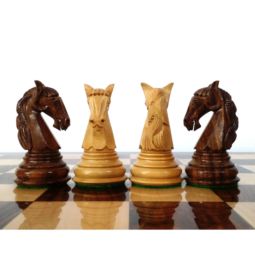 Slightly Imperfect 3.9" Unique Old Columbian Weighted Chess Set- Chess Pieces Only - Sheesham Wood- 4 Queens - Warehouse Clearance - USA Shipping Only