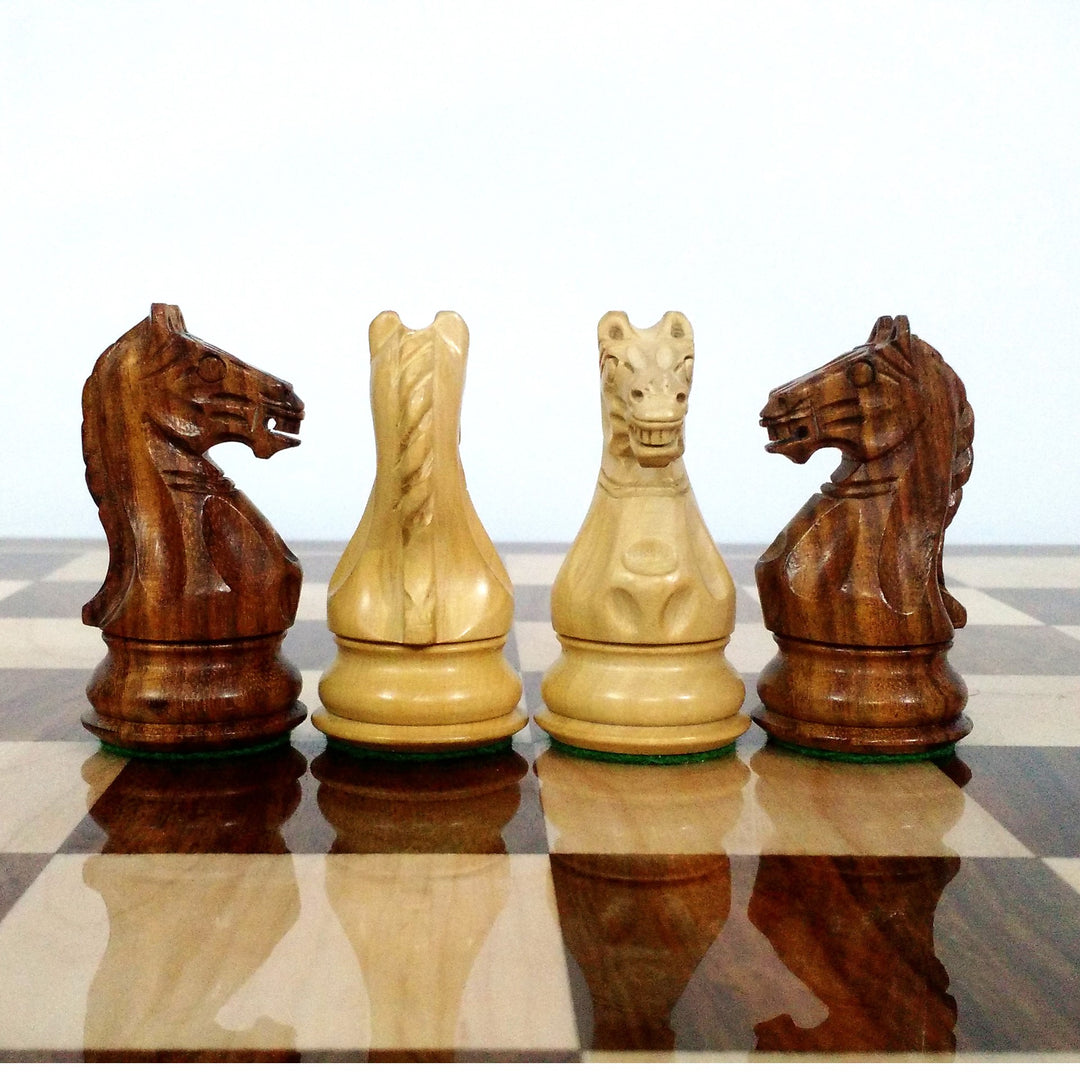 Slightly Imperfect 3.5" Fierce Knight Staunton Chess Set- Chess Pieces Only - Weighted Golden Rosewood - Warehouse Clearance - USA Shipping Only