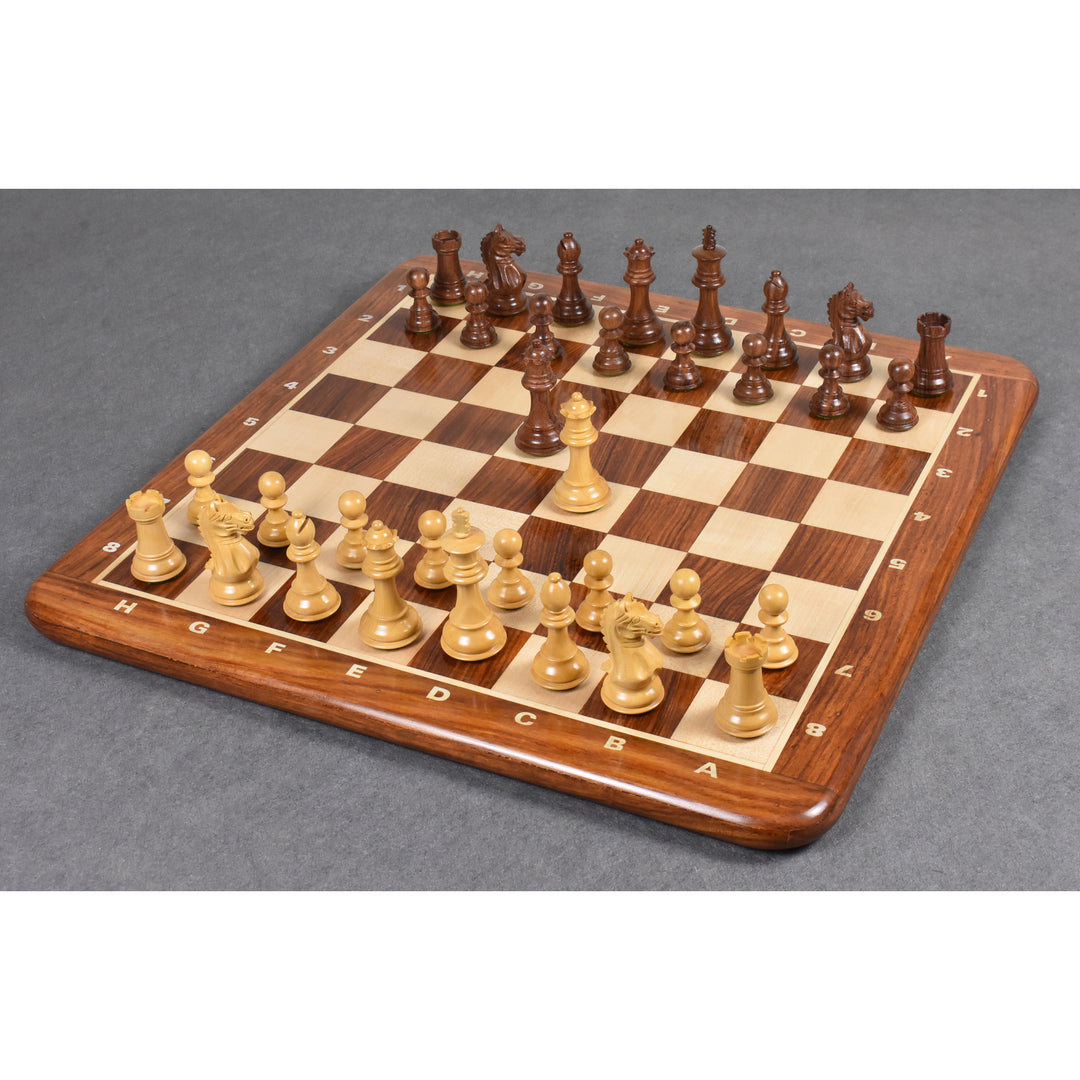 Slightly Imperfect 3.5" Fierce Knight Staunton Chess Set- Chess Pieces Only - Weighted Golden Rosewood - Warehouse Clearance - USA Shipping Only