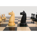 Detailed side profile of ebony and boxwood knights from the 1900s American reproduction set.