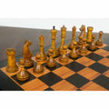 Side view of antiqued boxwood pieces from the 4.4" King Soviet chess pieces set.