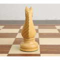 Rear view of the hand-carved boxwood knight from the 1935 Botvinnik Flohr II Soviet chess set.