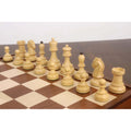 Natural boxwood Fischer Dubrovnik chess pieces showcasing the iconic opposite colored bishop finials.