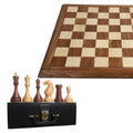 Jeu d'échecs soviétique Botvinnik Flohr-II de 1935 - Pièces en palissandre doré avec planche et boîte