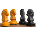 Hand-carved Dubrovnik style Knights in antiqued boxwood and ebonized boxwood finishes.