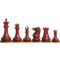 Full side-profile set of 1849 Jacques Cook Staunton chess pieces in polished Bud Rosewood.
