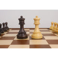Natural boxwood Dubrovnik king and queen chess pieces with distinctive 1950s Yugoslavian style.