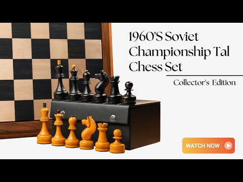 Jeu d'échecs Tal de championnat soviétique des années 1960 - Pièces d'échecs uniquement - Buis antique - Roi de 4 pouces