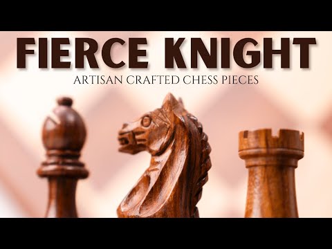 3,5" Fierce Knight Staunton skaksæt - kun skakbrikker - vægtet gyldent rosentræ