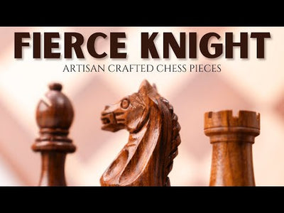 3.5" Fierce Knight Staunton Chess Set- Chess Pieces Only - Weighted Golden Rosewood