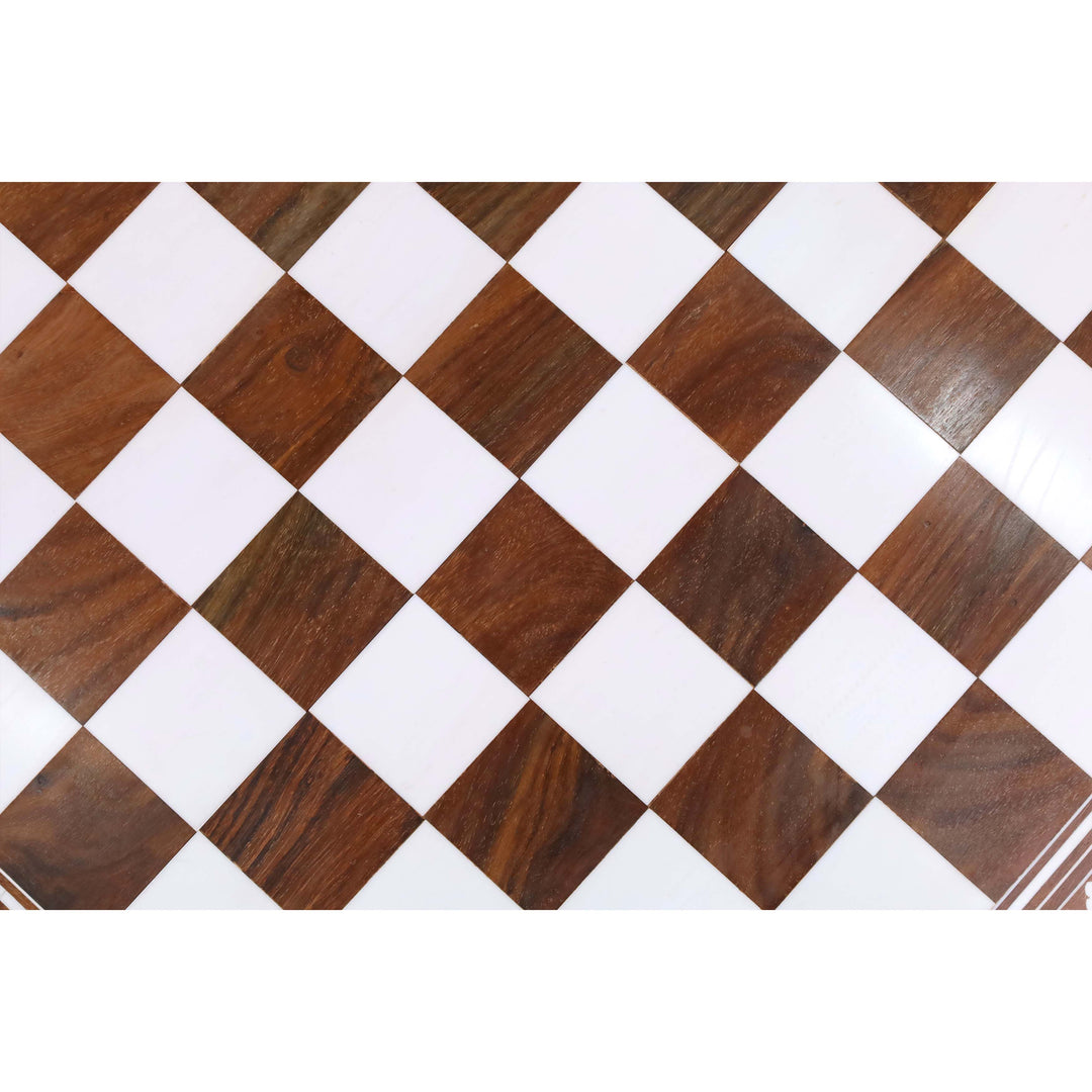 Decorative floral and geometric inlay border detail on Regency folding chess board