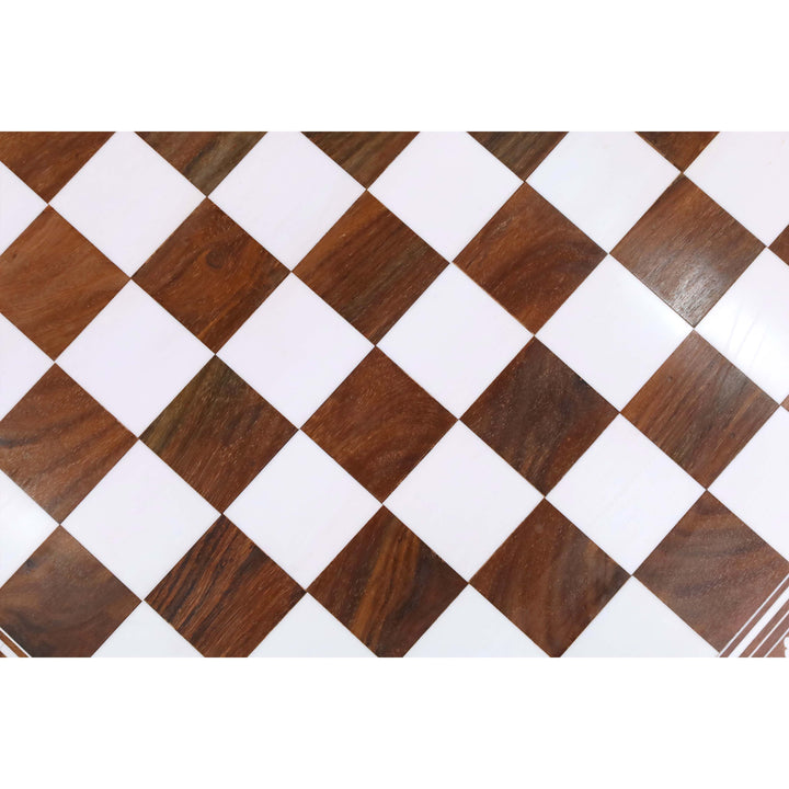 Decorative floral and geometric inlay border detail on Regency folding chess board