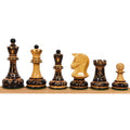 1970s Dubrovnik chess pieces in hand-carved lacquered boxwood showing king, queen, bishop, knight, rook, and pawn.