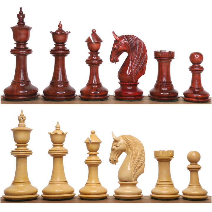 Slightly Imperfect 4.6" Bath Luxury Staunton Chess Set - Chess Pieces Only - Bud Rosewood - Triple Weight