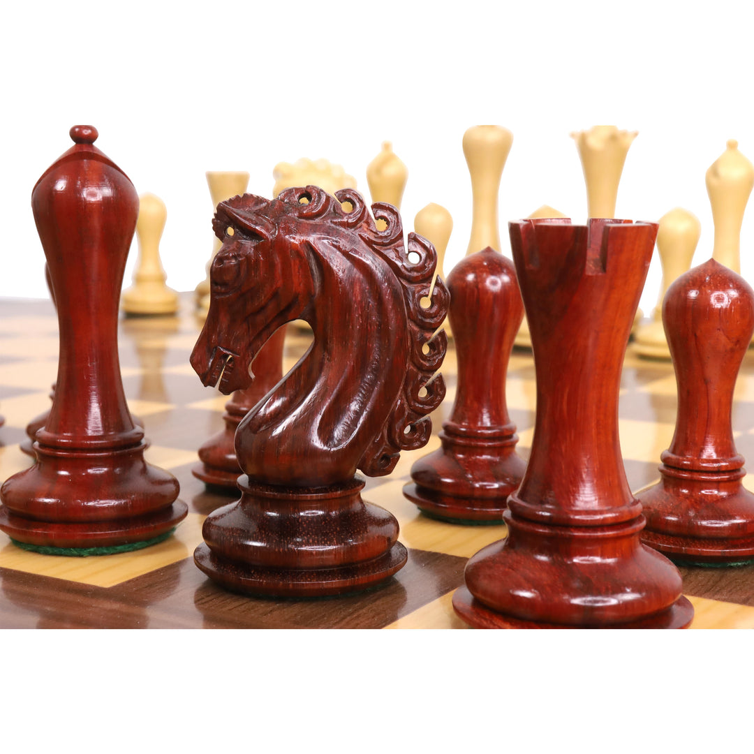 Slightly Imperfect 4.6" Avant Garde Luxury Staunton Chess Set - Chess Pieces Only - Bud Rosewood & Boxwood