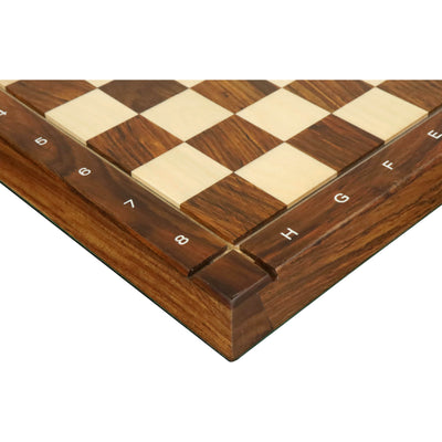 15" Drueke Style Golden Rosewood & Maple Chess Board - 38 Mm Square- Notations