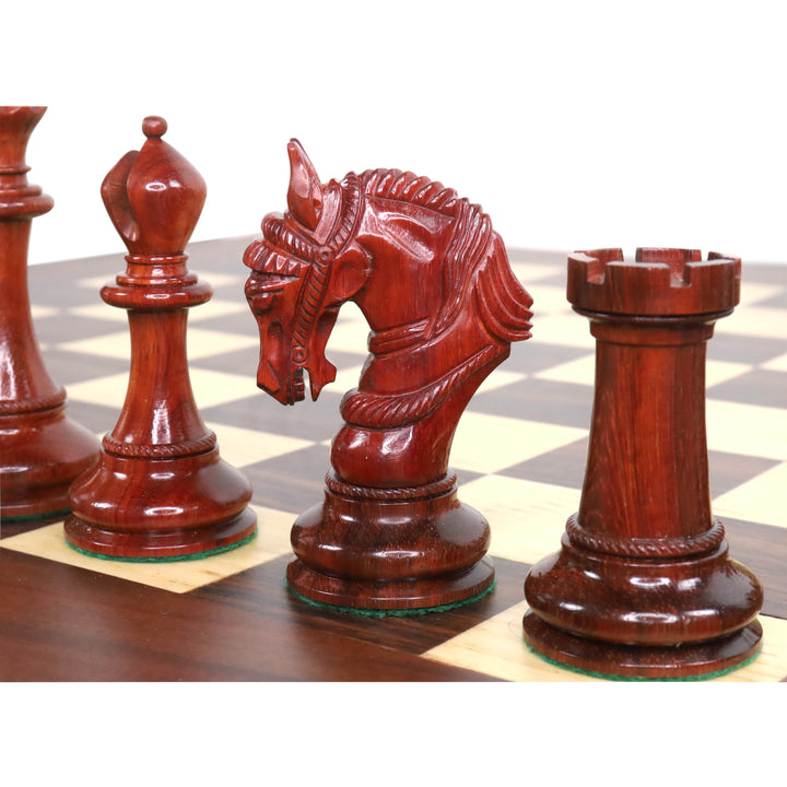 Combinazione di pezzi di scacchi Imperator Luxury Staunton in palissandro da 4,5" con scacchiera in palissandro da 23" e scatola per riporli