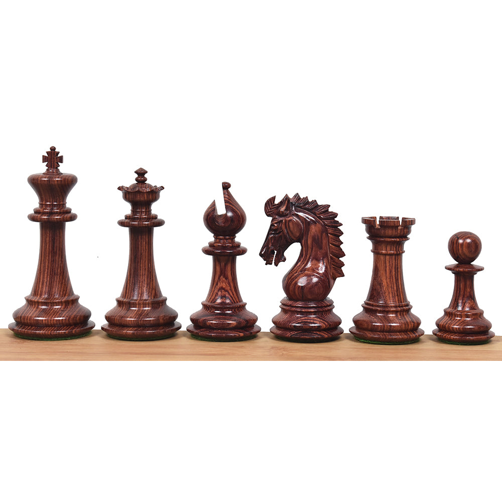 Combo of  3.7" Emperor Series Staunton Chess Pieces in Rosewood with 21" Flat Chess board and Leatherette Coffer Storage Box
