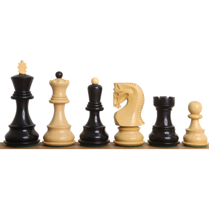 3.9" Jeu d'échecs russe Zagreb 59' - Pièces d'échecs uniquement - Bois d'ébène à trois poids