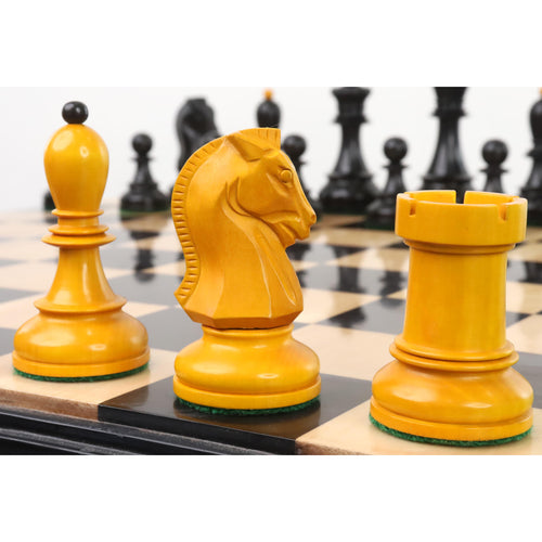 Juego de ajedrez Fischer Dubrovnik de los años 50 - Sólo piezas de ajedrez - Madera de boj envejecida - Rey de 3.8