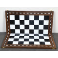 Half-folded 21" Library wooden chess board showcasing the Golden Rosewood and Acrylic Ivory squares.
