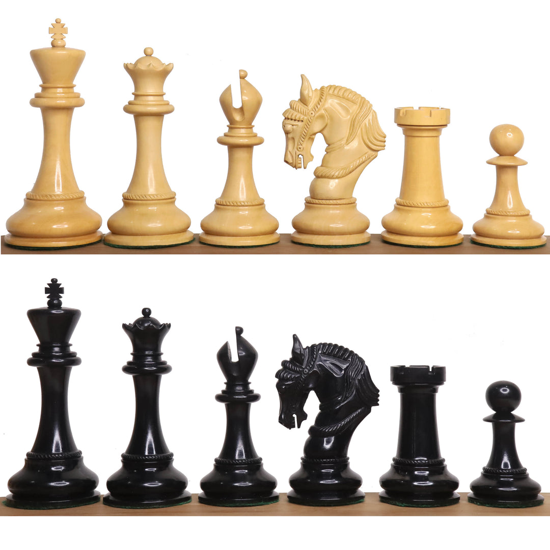 Pezzi di scacchi in legno d'ebano Imperator Luxury Staunton da 4,5" con scacchiera grande in legno d'ebano e acero da 23" e scatola di custodia in similpelle