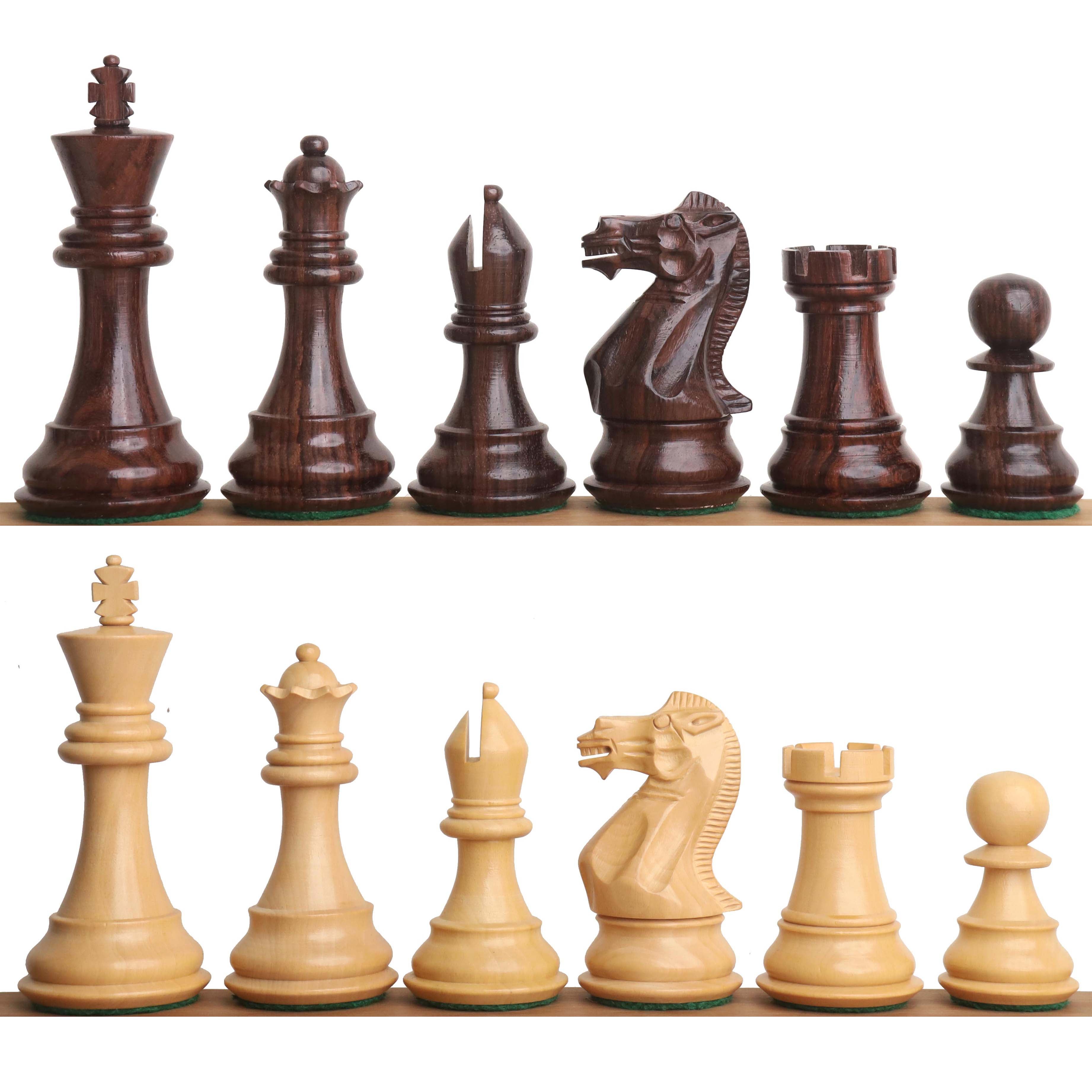 3.9" Professional Staunton Chess Pieces Only Set - Weighted Rosewood & Boxwood