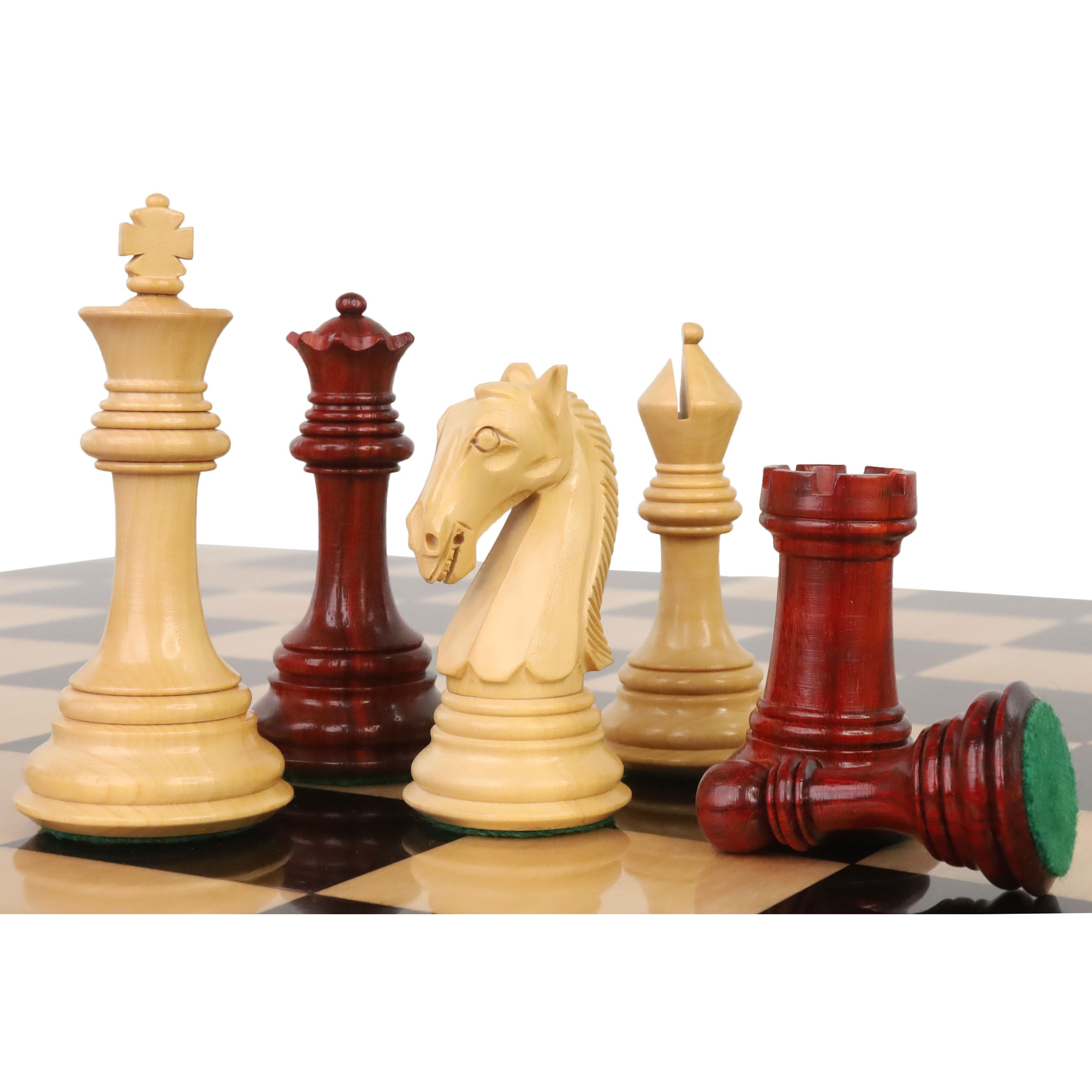 3.9" New Columbian Staunton Chess Pieces Only Set - Bud Rosewood - Double Weighted