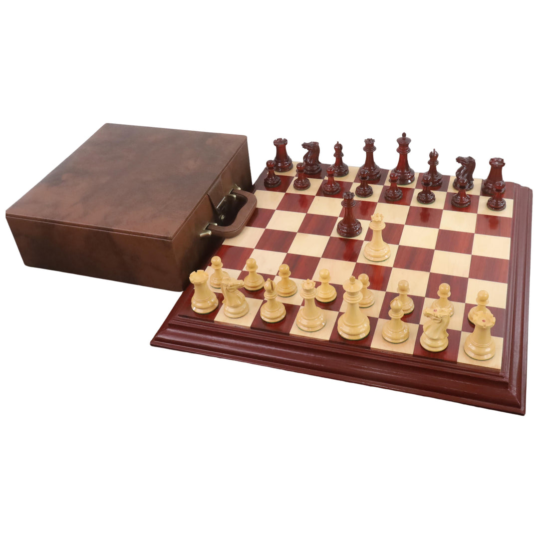 Kombo szachy Jacques Cook Staunton z 1849 roku - Pączek Drewno Różane z 21" planszą i pudełkiem do przechowywania