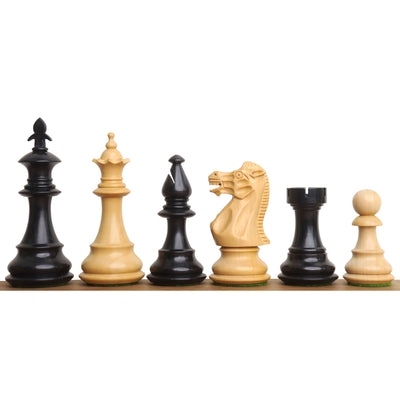 3.7" British Staunton Weighted Chess Pieces Only Set- Ebonised Boxwood