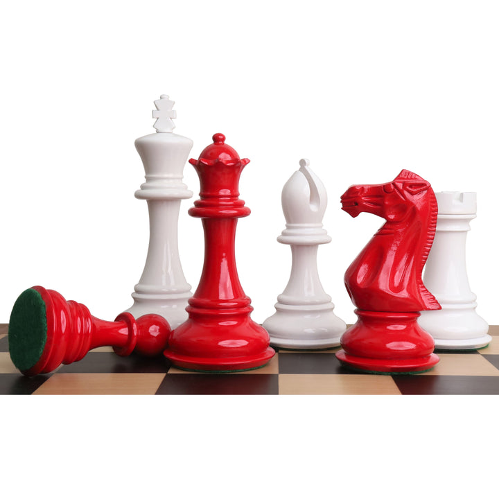 Set di scacchi di lusso Jumbo Pro Staunton da 6,3" - Solo pezzi di scacchi - Laccato rosso e bianco