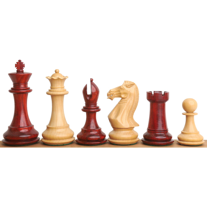 Jeu d'échecs de luxe 4.1″ Traveller Staunton - Pièces d'échecs uniquement - Bois de rose Bourgeon et buis