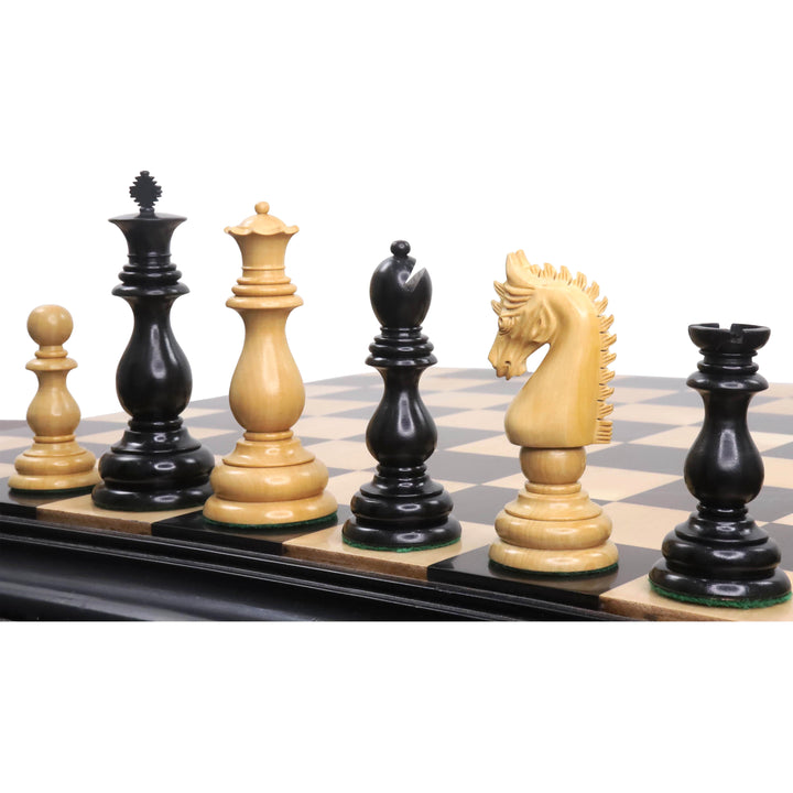 Jeu d'échecs 4.6" Medallion Luxe Staunton - Pièces d'échecs uniquement - Bois d'ébène triple poids