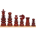 Handcrafted 4.3 inch St. George Pre-Staunton Calvert chess pieces in rich bud rosewood.