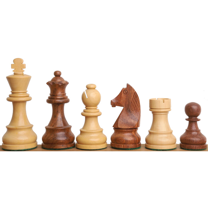 3.9" Turnier Schach Set Combo- Hölzerne Schachfiguren in Goldenes Palisanderholz mit 19" eingelegtem Holz Schachbrett -Goldenes Rosenholz & Ahornholz und Aufbewahrungsbox