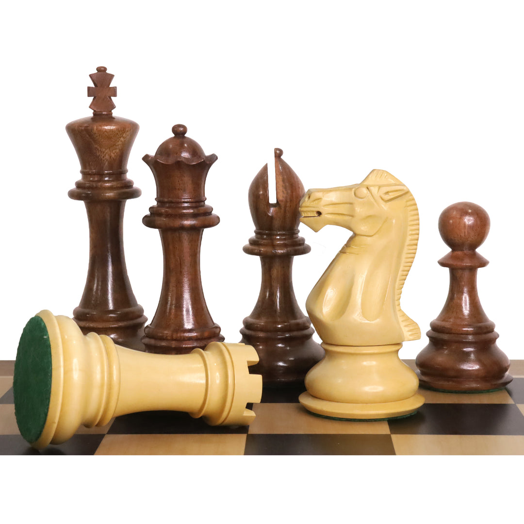 Jeu d'échecs de luxe Jumbo Pro Staunton 6.3" - Pièces d'échecs uniquement - Bois de rose doré et buis