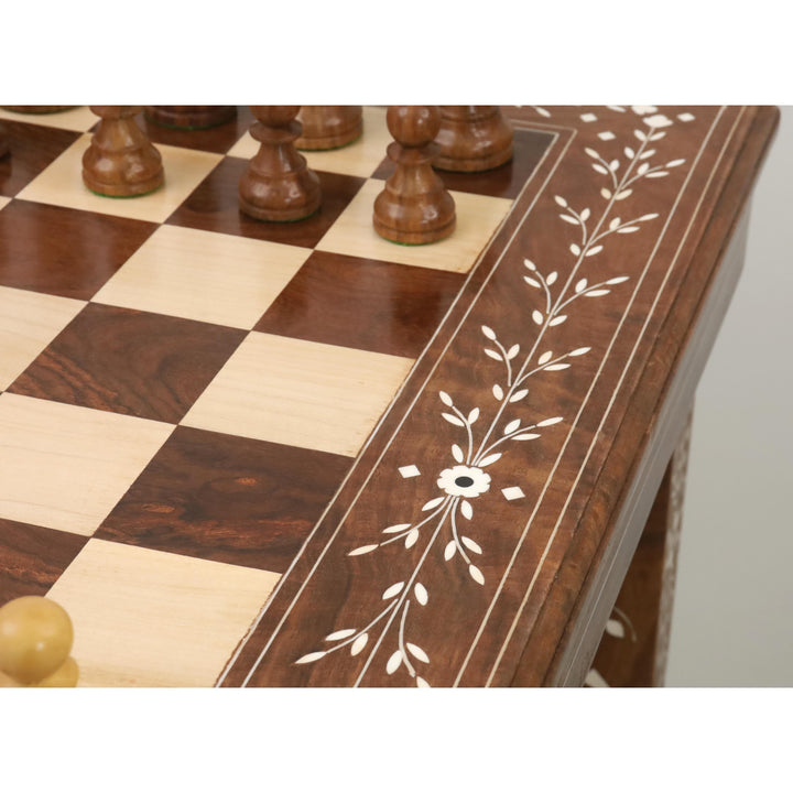 23" Regalia Luxus-Schachbrett Tisch mit Reykjavik Serie Staunton Schachfiguren - 3.8"