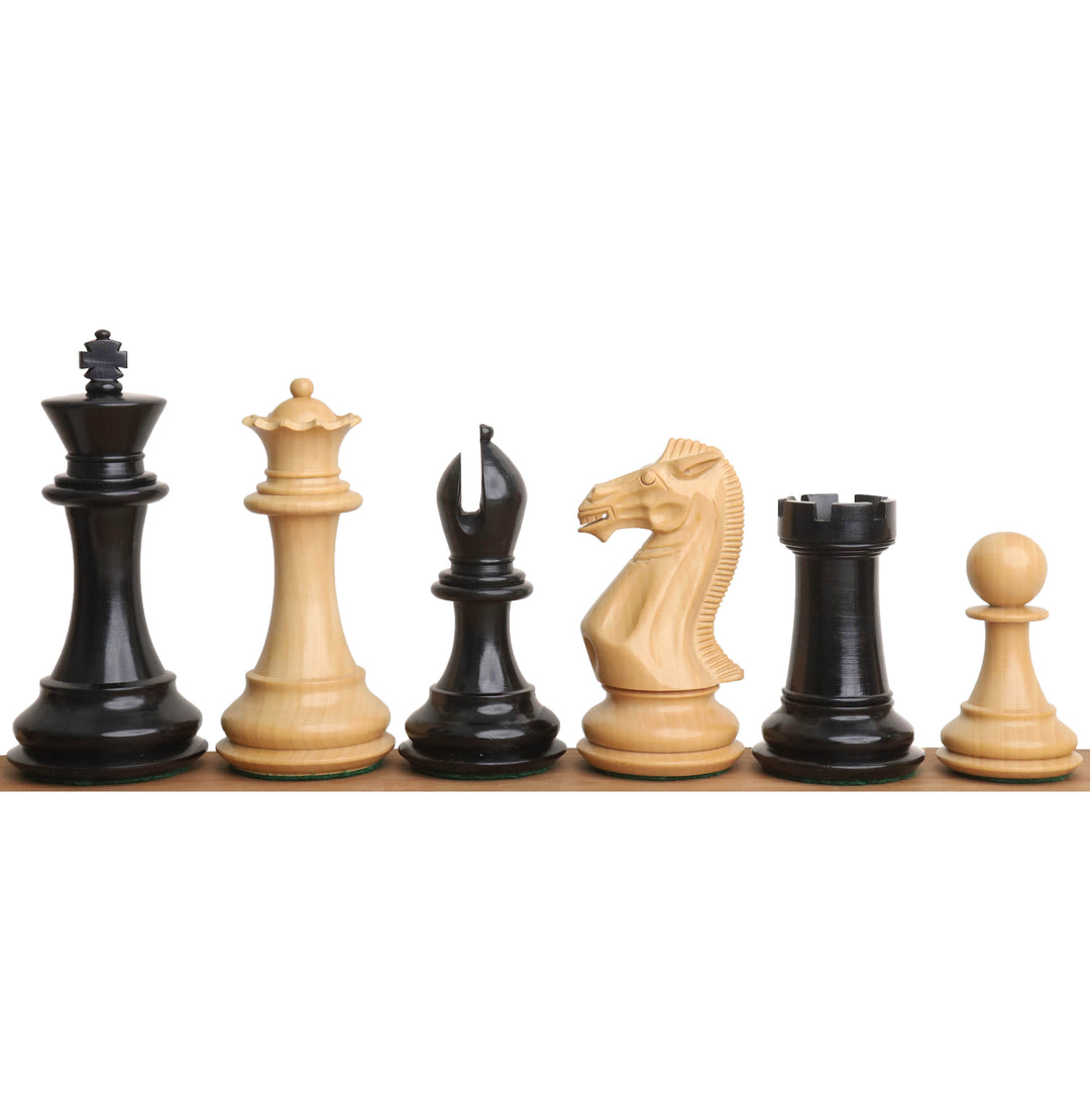 Set di scacchi di lusso Traveller Staunton da 4,1" - Solo pezzi di scacchi - Legno d'ebano con peso triplo