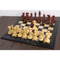 Complete 6.3 inch jumbo pro Staunton luxury chess pieces arranged on a premium wood board ready for play.
