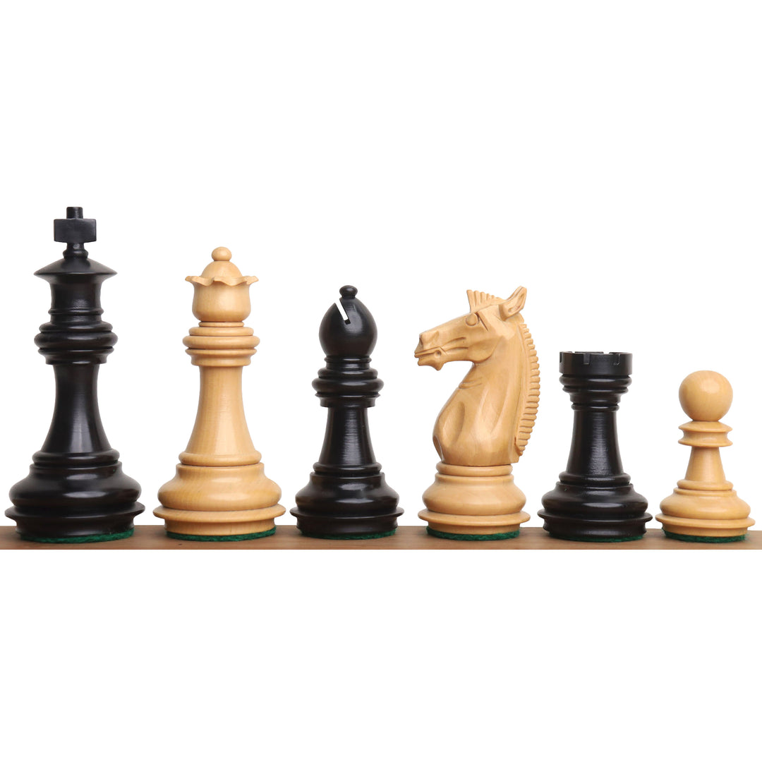 Jeu d'échecs 3.4" Meghdoot Series Staunton - Pièces d'échecs uniquement - Buis ébonisé lesté