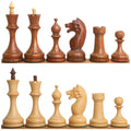Soviet Russian 1960s chess pieces in golden rosewood and boxwood.
